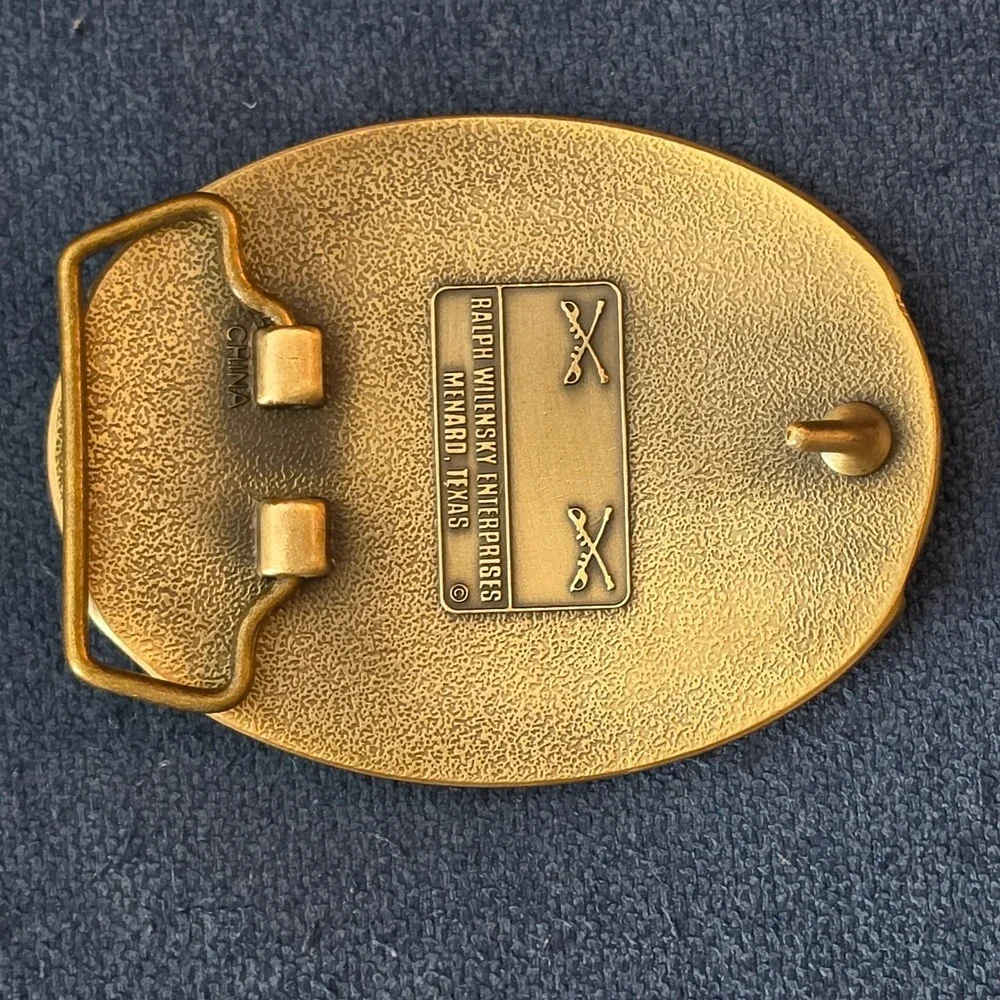 Ralph Wilensky 8th Cavalry Honor & Courage Vintage Brass Belt Buckle Gold Tone